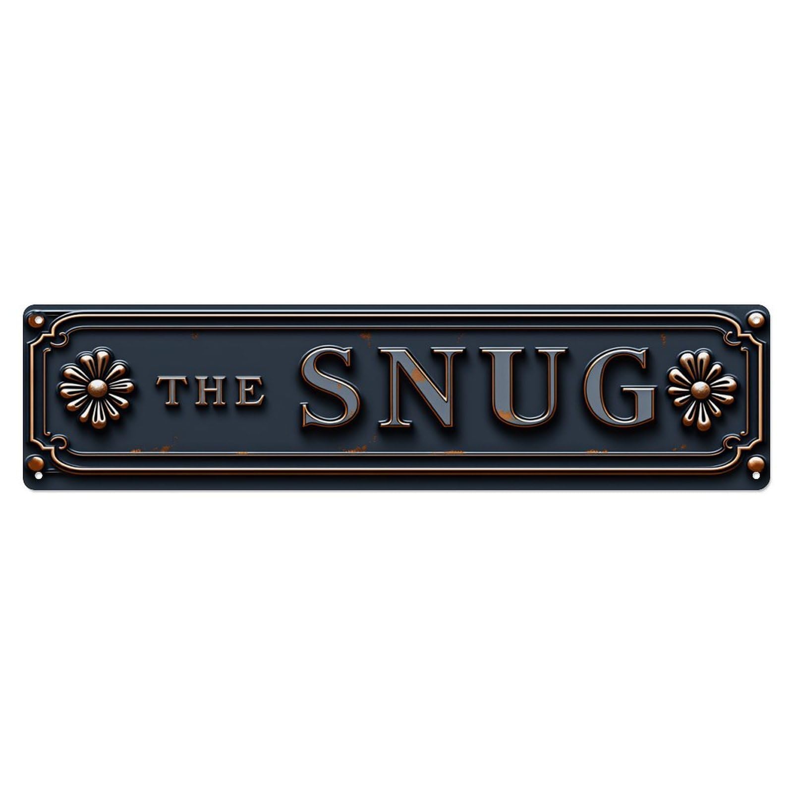 Vintage Floral The Snug Embossed Wall Sign Vintage Aluminium Metal Sign, Retro Wall Decor for Home, Bar, Garage & Farmhouse 10 * 40cm