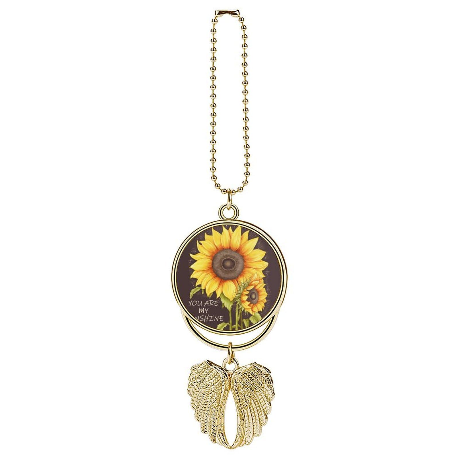 You are My Sunshine Sunflower Car Pendant Hanging Swing Auto Rear View Mirror Hanging Car Rear View Mirror Charm Truck Hanger Ornament Charm for Car Rear View Mirrors Accessories