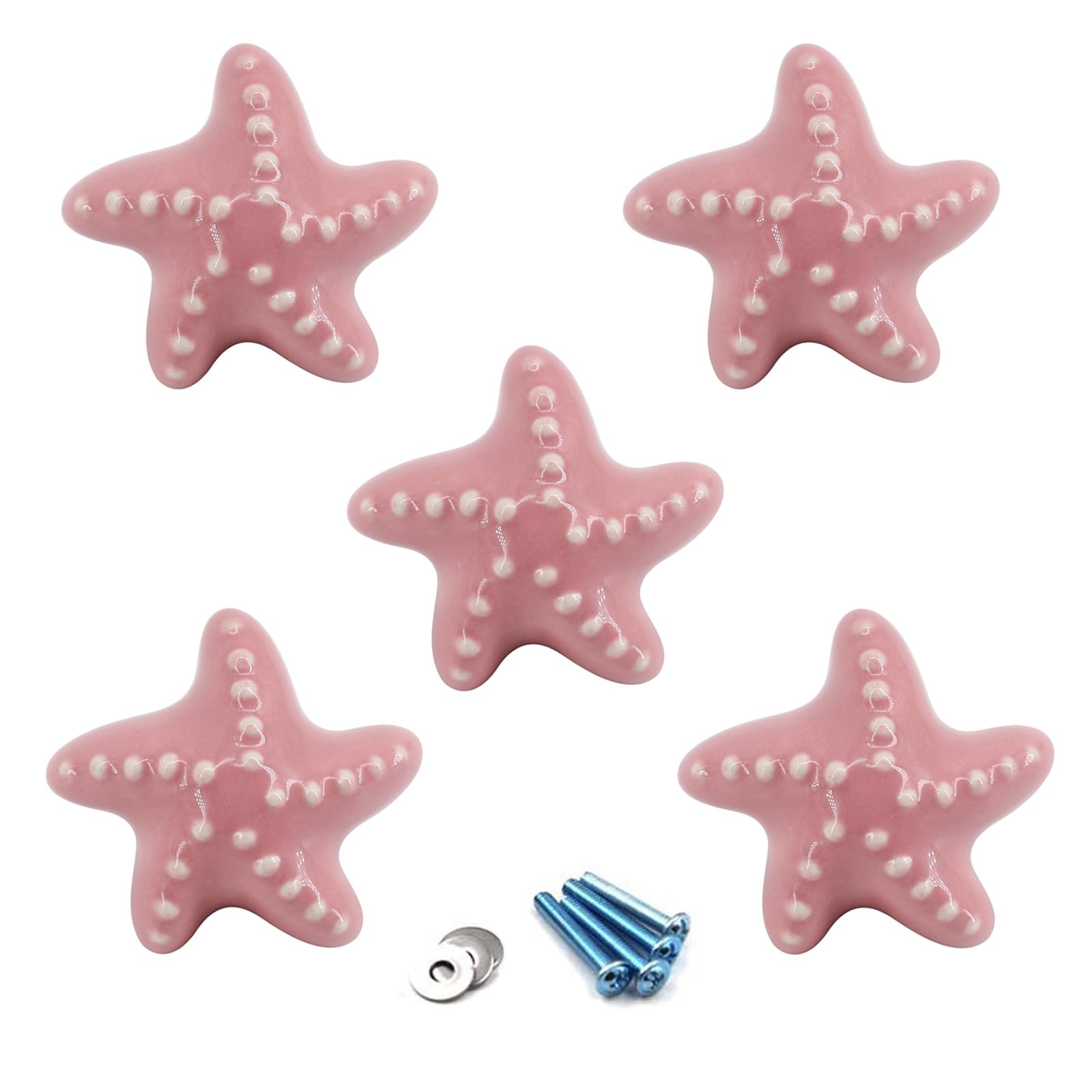 Flomore Rose Poignées et boutons de tiroir ceramique poignée de meuble porte bouton Pour la chambre des enfants Pack de 5 (vient avec des vis)