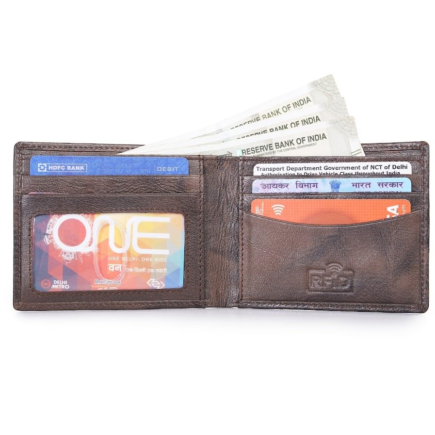 ROSS BROWN Top Grain Leather Wallet for Men | RFID Blocking | Bifold, Extra Capacity with 1 ID Windows | Ultra Strong Stitching4