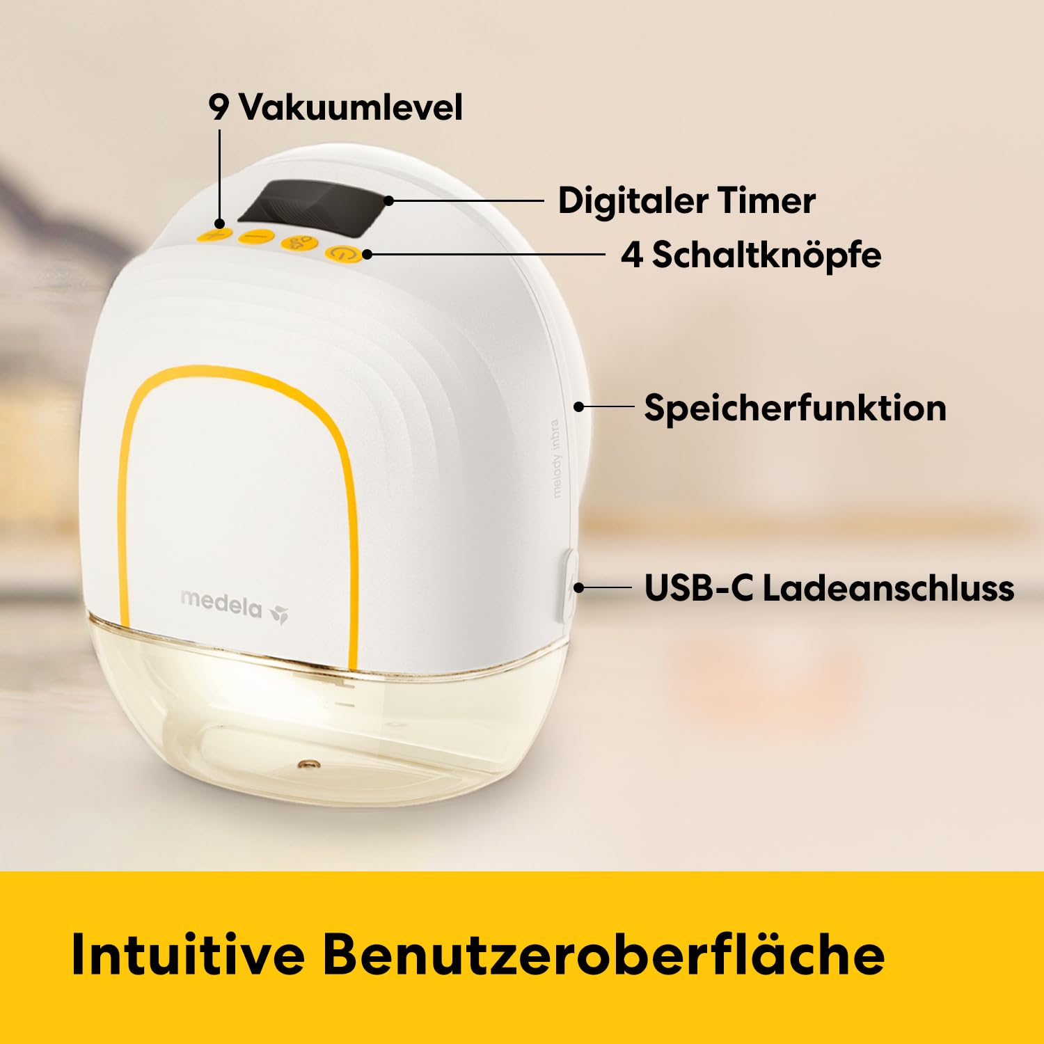 Medela Melody InBra Tragbare Einzelmilchpumpe, Hands-free, einfaches Pumpen & Aufbewahren, starke Leistung, 2 Modi & 9 Vakuumstufen, Brusthauben aus weichem Silikon, USB-C-Ladeanschluss