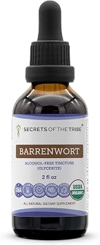 Secrets of the Tribe Barrenwort USDA Organic | Alcohol-Free Extract, High-Potency Herbal Drops | Made from 100% Certified Organic Barrenwort Epimedium grandiflorum Dried Leaf 2 oz