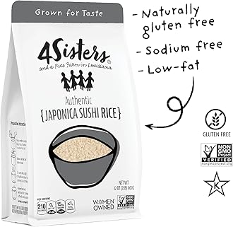 4Sisters - Authentic Short Grain Japonica Sushi Rice - Sustainably Grown - Women Owned - Farm to Table - 2lb