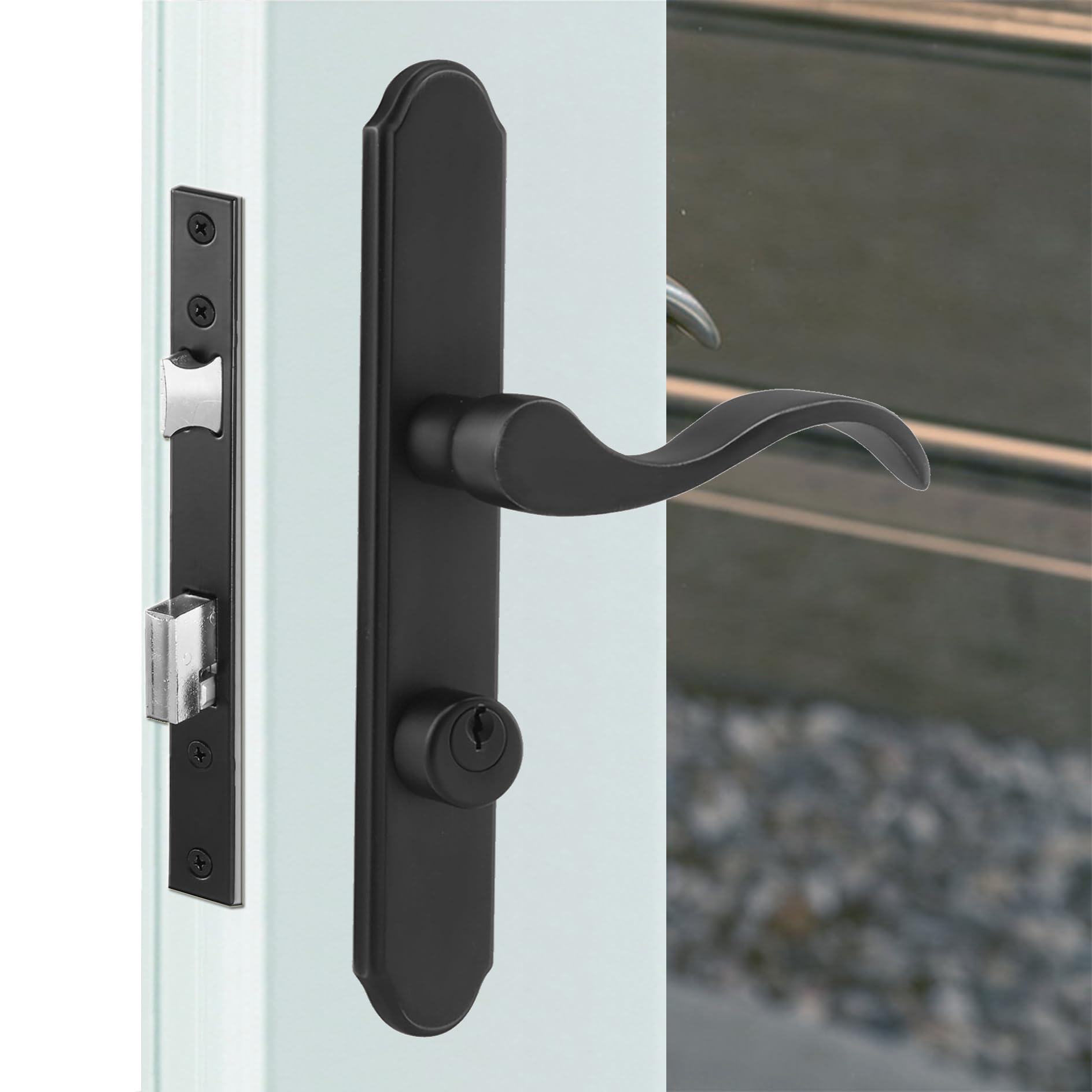 ReigaHood US Flat Slot Storm Door Handle Complete Set Fits for