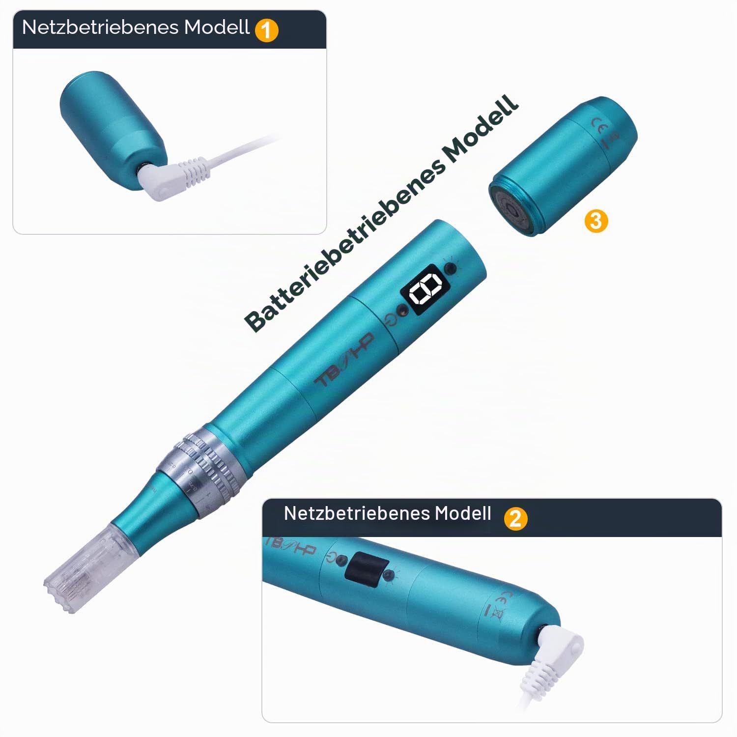 P20RL Elektrischer Derma pen mit LCD-Bildschirm 8 Geschwindigkeitsstufen Derma pen inkl. 25 Nadelköpfe verstellbar