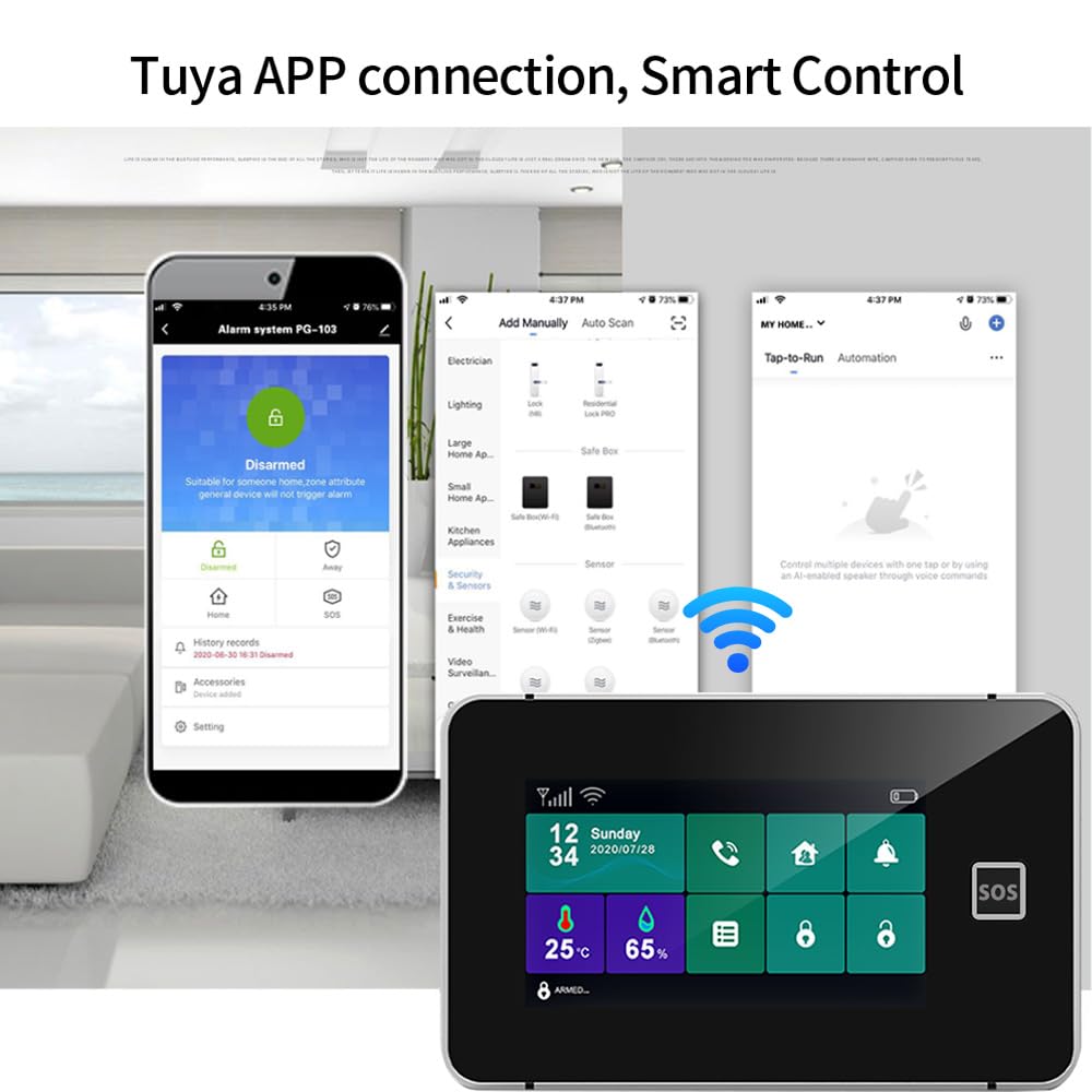 2G/WiFi GSM Tuya bezprzewodowy domowy system alarmowy 10.9 cm pełny ekran dotykowy panel alarmowy SOS alarm antykradzieżowy temperatura i wilgotność bezprzewodowy system alarmowy dla