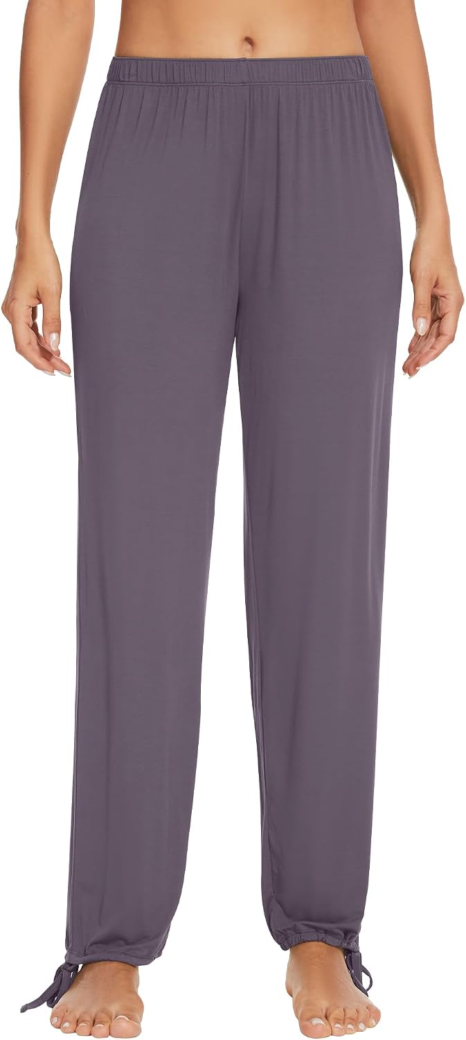 WiWi Pajamas Pants for Women Wide Leg Long Bottoms Bamboo Viscose Casual Loose Sweatpants High Waist Joggers S-XXL