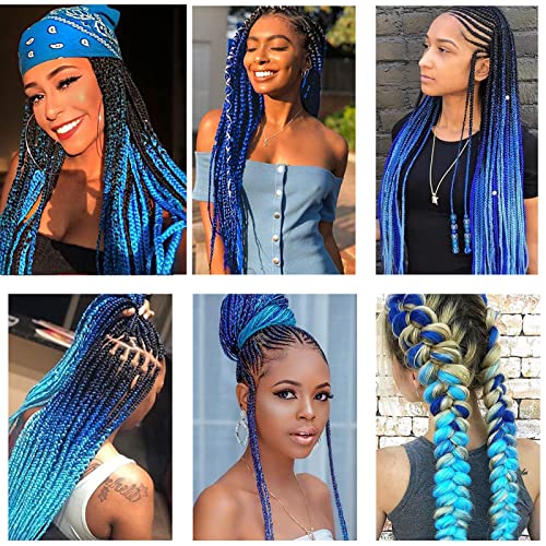 Prestretched Braiding Hair Ombre Blue Braiding Hair Pre Stretched 26" 6Packs Braids In Hair Extensions For Braiding Hot Water Setting Itch Free Synthetic Yaki Perm Kids Women Braiding Hair By Upruyo #TOP6