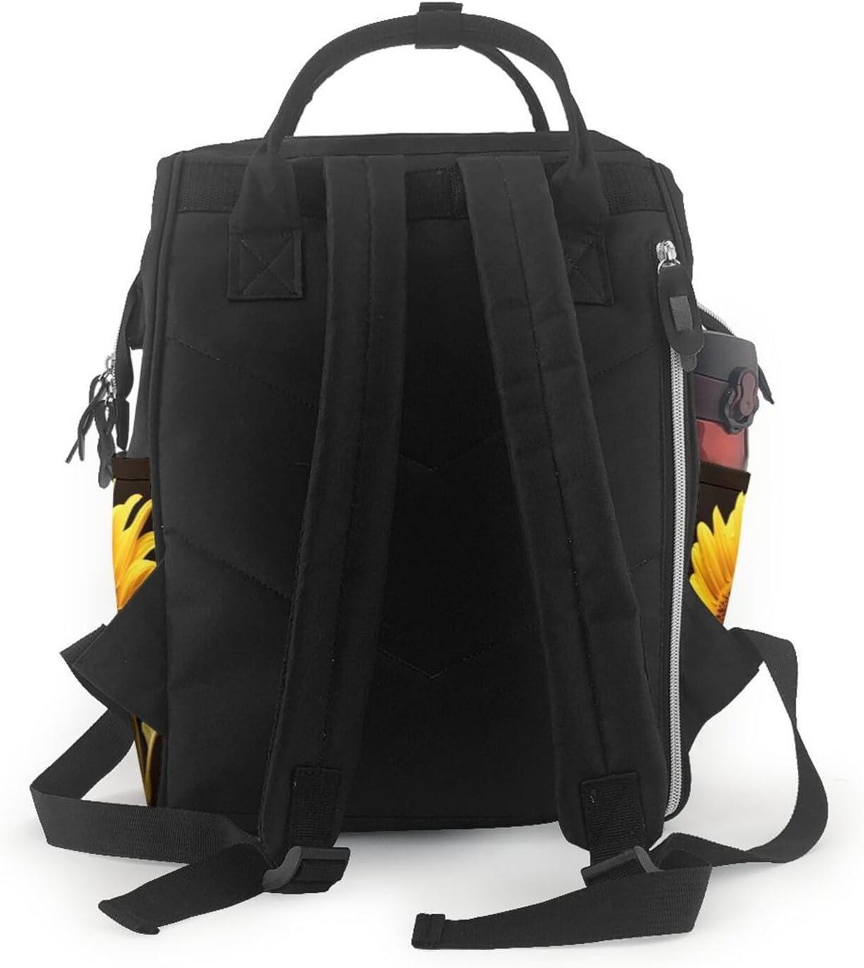 Yellow Sunflower Diaper Bag Large Capacity Travel Backpack image 3