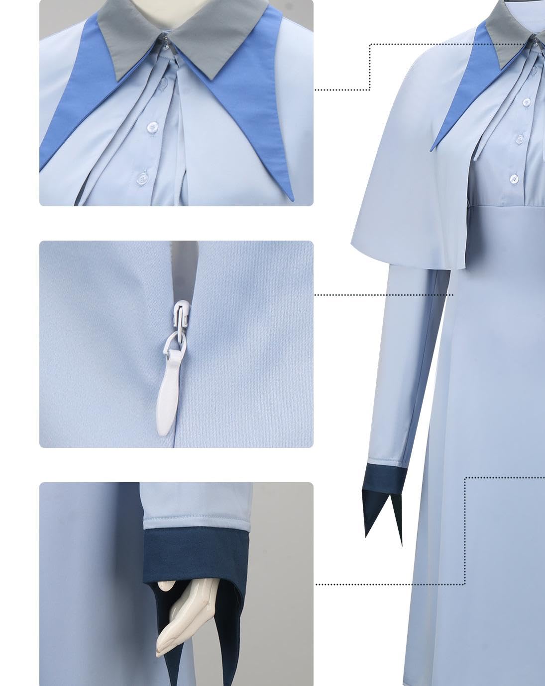 Déguisement Fleur Delacour Costume Femmes Robe Bleue Claire avec Cape Elégante Halloween Magique Cosplay Tenue