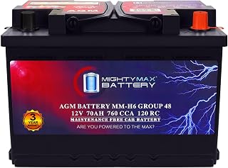 Mighty Max MM-H6 Group 48 12V 70Ah AGM Battery 760 CCA 120 RC for Golf Carts & Cars
