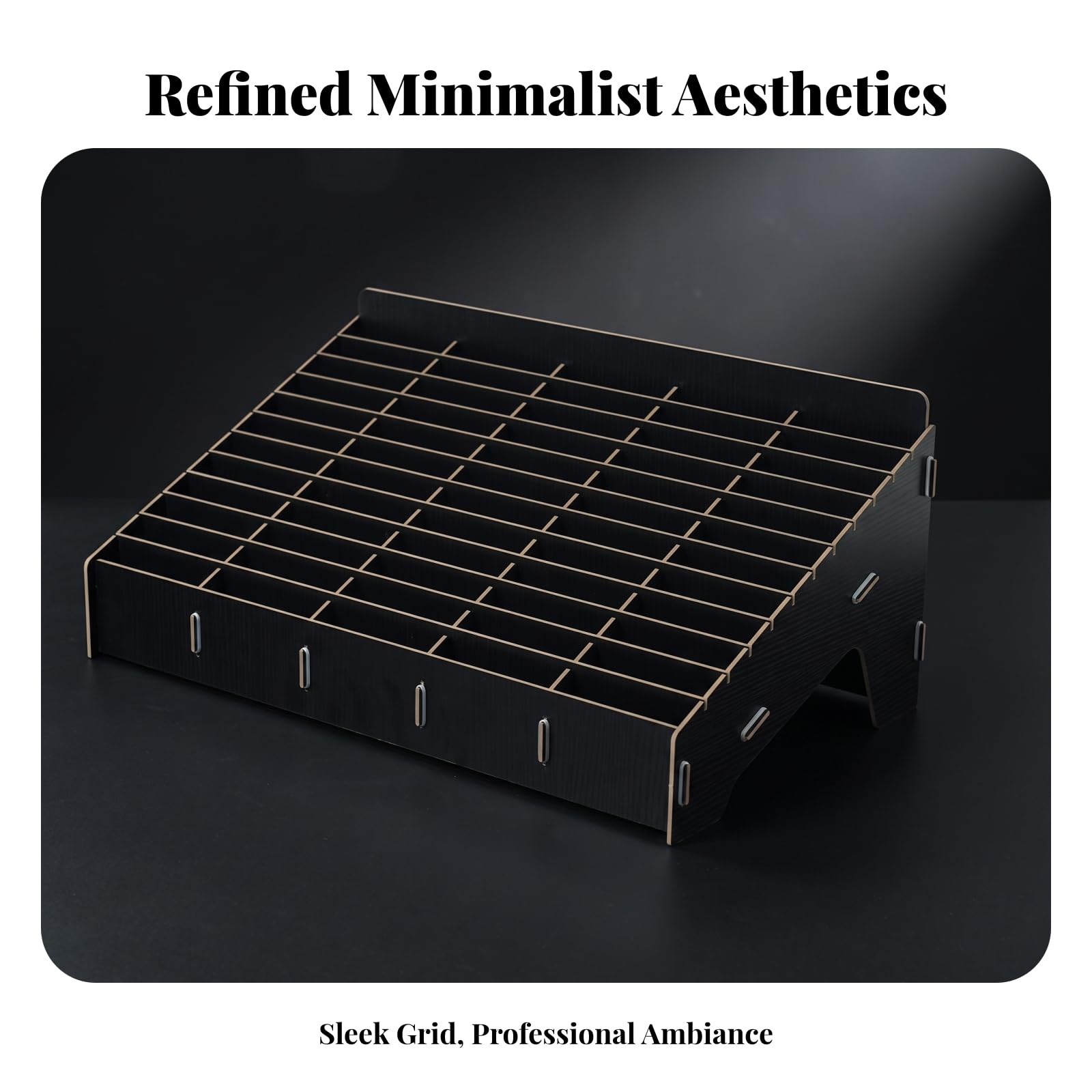 Organizador con 60 Compartimentos | Diseño Inclinado Escalonado, Multiusos, Soporte Almacenamiento con Compartimentos, para Oficina, Profesores, Negro