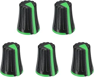 MECCANIXITY Potentiometer Control Knob ABS Guitar Knob for Electric Guitar Power Amplifiers Stereos,Bass 6mm D Type Shaft 270 Degrees Black Green 5PCS