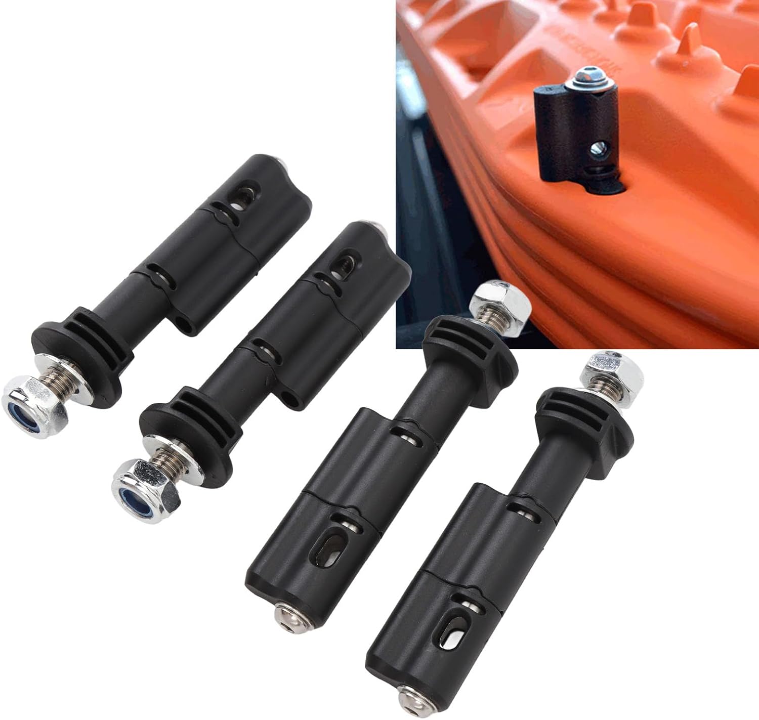 Mounting Pins for Recovery Boards, 4PCS 17mm Traction Boards Mounting Pins with Padlock for MaxTrax MKII Recovery Boards, Mounting Pins Kit Anti Theft Safety Pins Kit