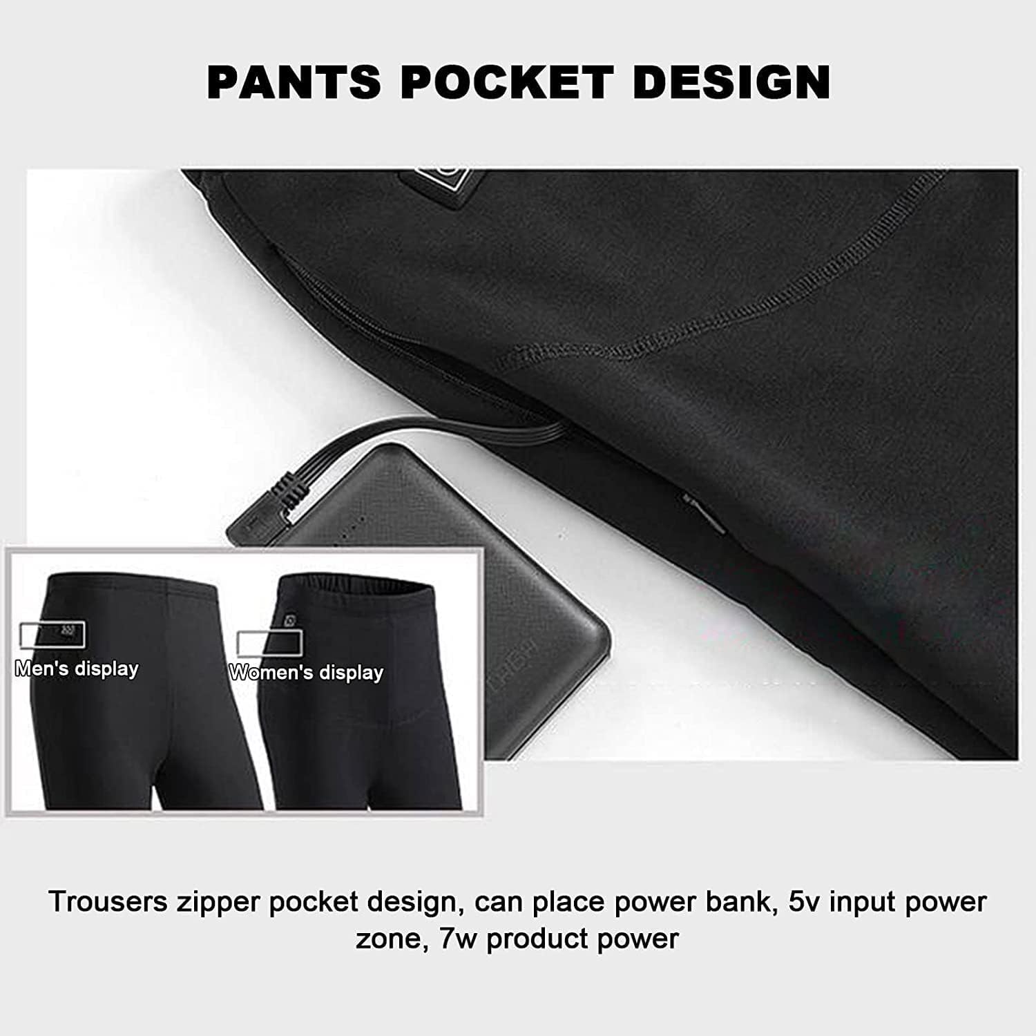 Heated Pants, USB Rechargeable Electric Thermal Underwear with 3 Heat Settings, Long-Lasting Heated Leggings