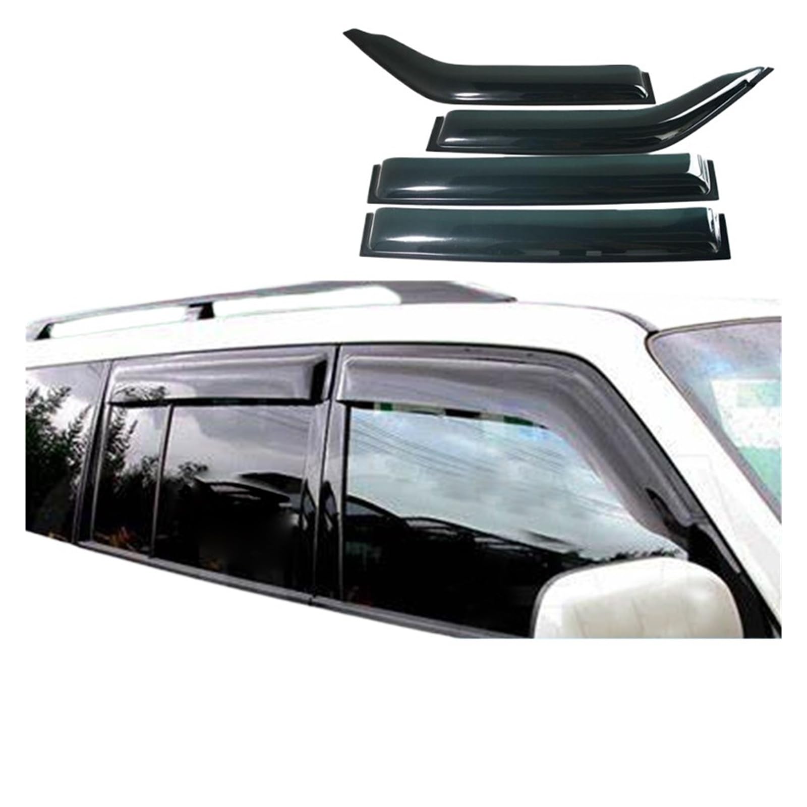 Finestra laterale Visiera Compatibile per Mitsubishi Montero Pajero V80 2008-2018 Meteo Scudi Sole Pioggia Deflettore Guardie Accessori Auto SUNZ
