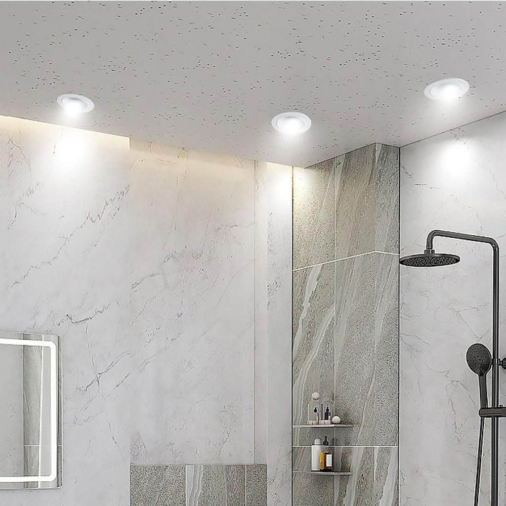 Confezione da 5 Faretti LED da Incasso Impermeabili Ip54 da 3,2 Pollici, 3Cct Selezionabili 3000K/4000K/6000K, 7W/10W, Antiruggine, da Incasso per Bagno, Luce Doccia Impermeabile, 10W-6000K