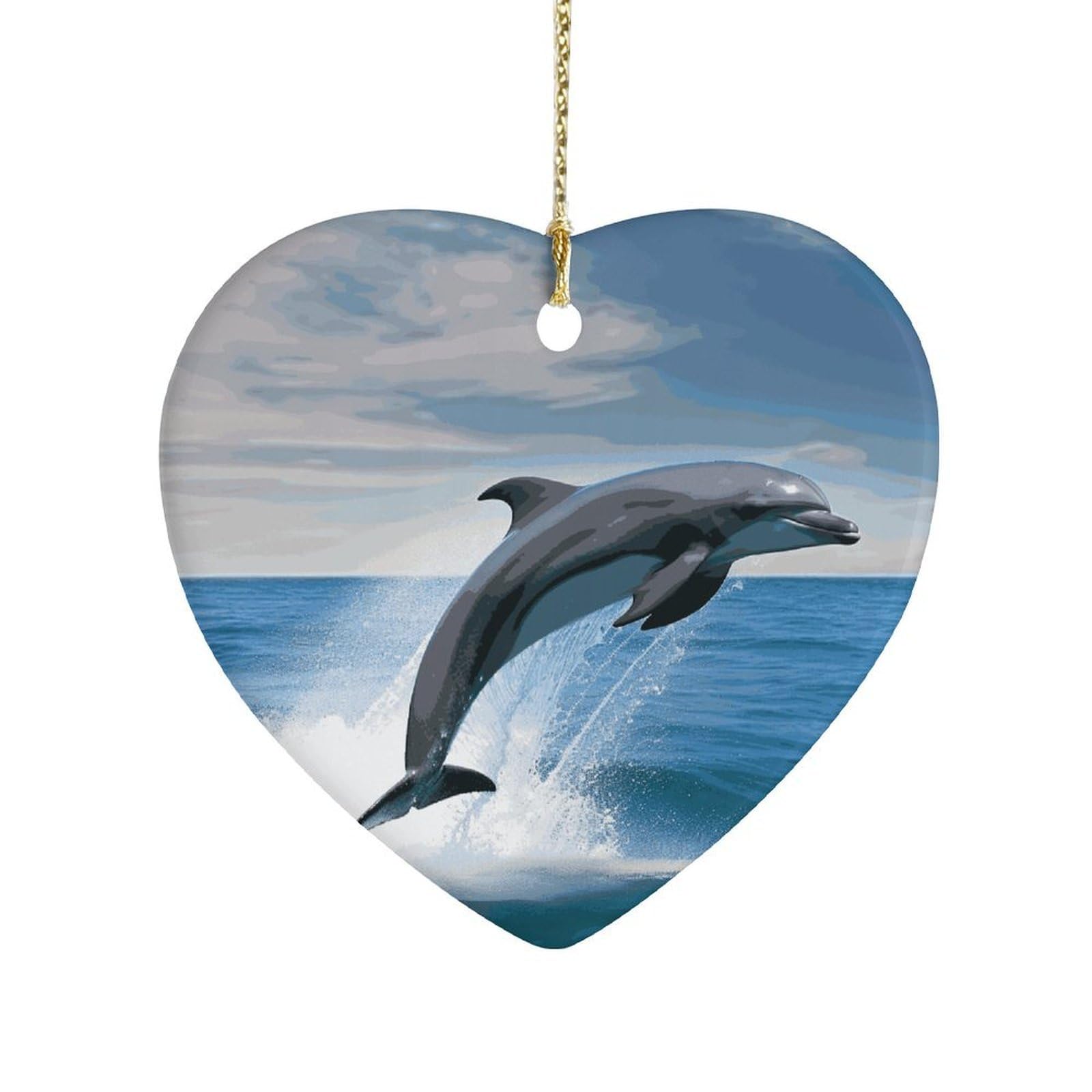 Fekiloot Style Jumping Up Dolphins Ceramic Ornament Home Decor Keepsake
