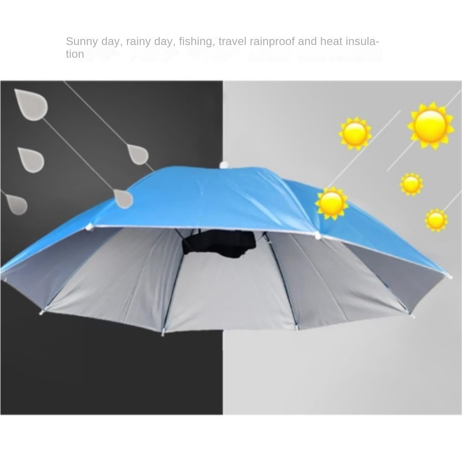 Wędkarstwa Parasol Zestaw 2 Składanych Czapek Przeciwsłonecznych I Przeciwdeszczowych Na Wędrówki I Kemping Na Kemping Wędrówki(Blue)