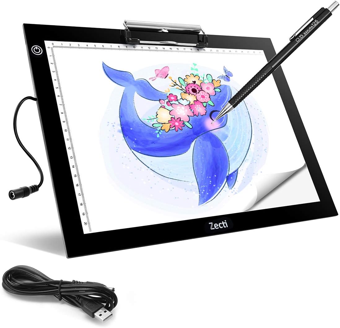 A4 Portable LED Light Box Trace, Zecti USB Power LED Artcraft Tracing Light Pad Light Box 6 Level Brightness for Artists Drawing Sketching Animation X-rayViewing