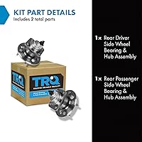 Vista 569 de TRQ Juego de 2 rodamientos de rueda trasera y conjunto de cubo con sensor ABS compatible con Ford Transit Connect 2014-2018
