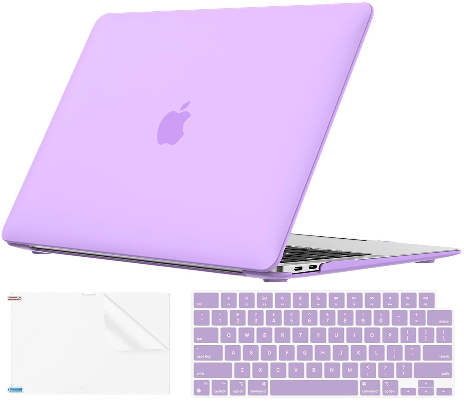 EooCoo Hard Case Compatible with MacBook Air 13 inch M1 Chip 2021-2018 with Retina Display, Air 13.3 inch Plastic Protective Case + Transparant Keyboard Cover + Screen Protector, Matte PurpleGlobal Recycled StandardGlobal Recycled StandardGlobal Recycled Standard