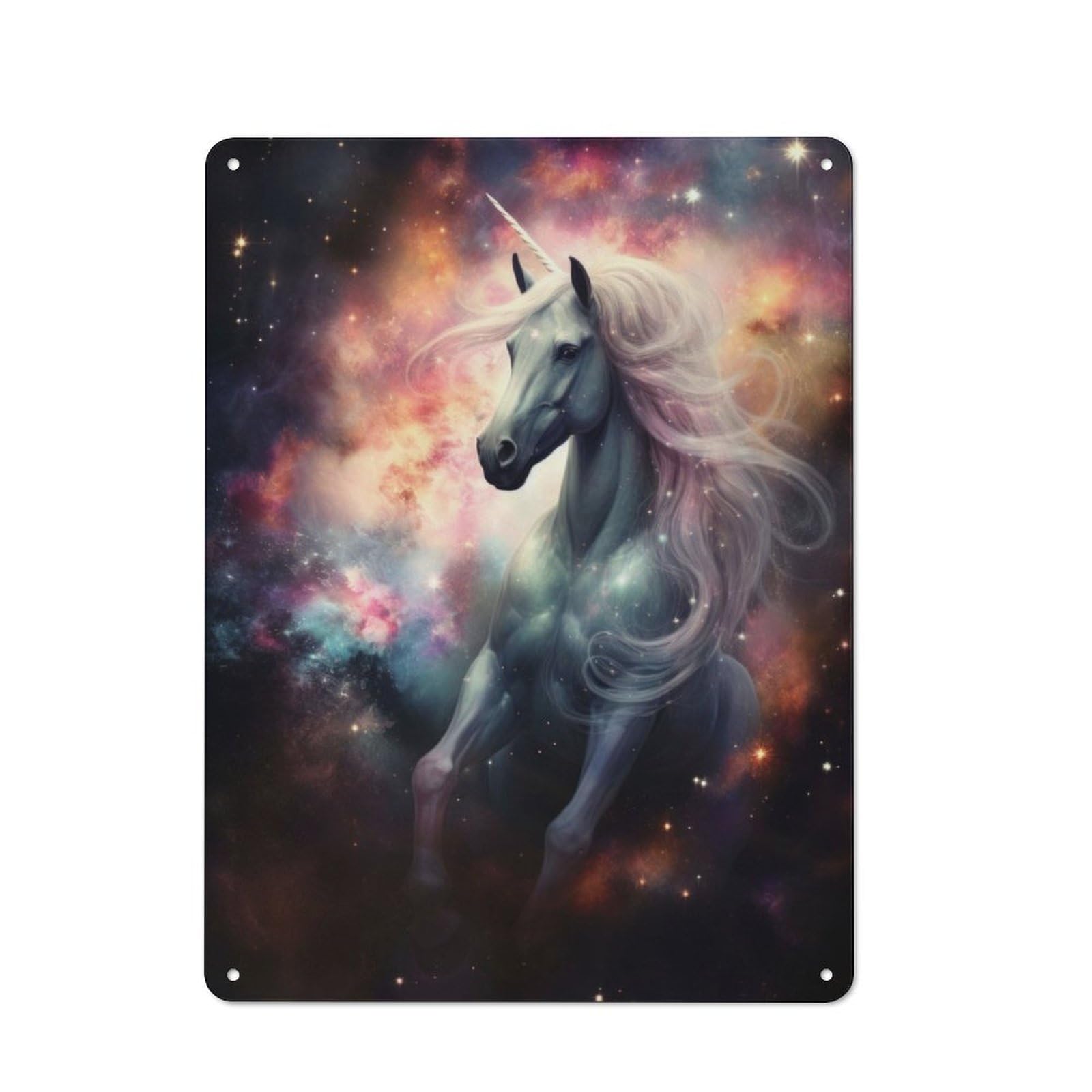 Junmoney Space Unicorn In Nebula Metal Wall Sign 40X30cm Featuring For Bar Or Restaurant, For Bar Decor Enthusiasts