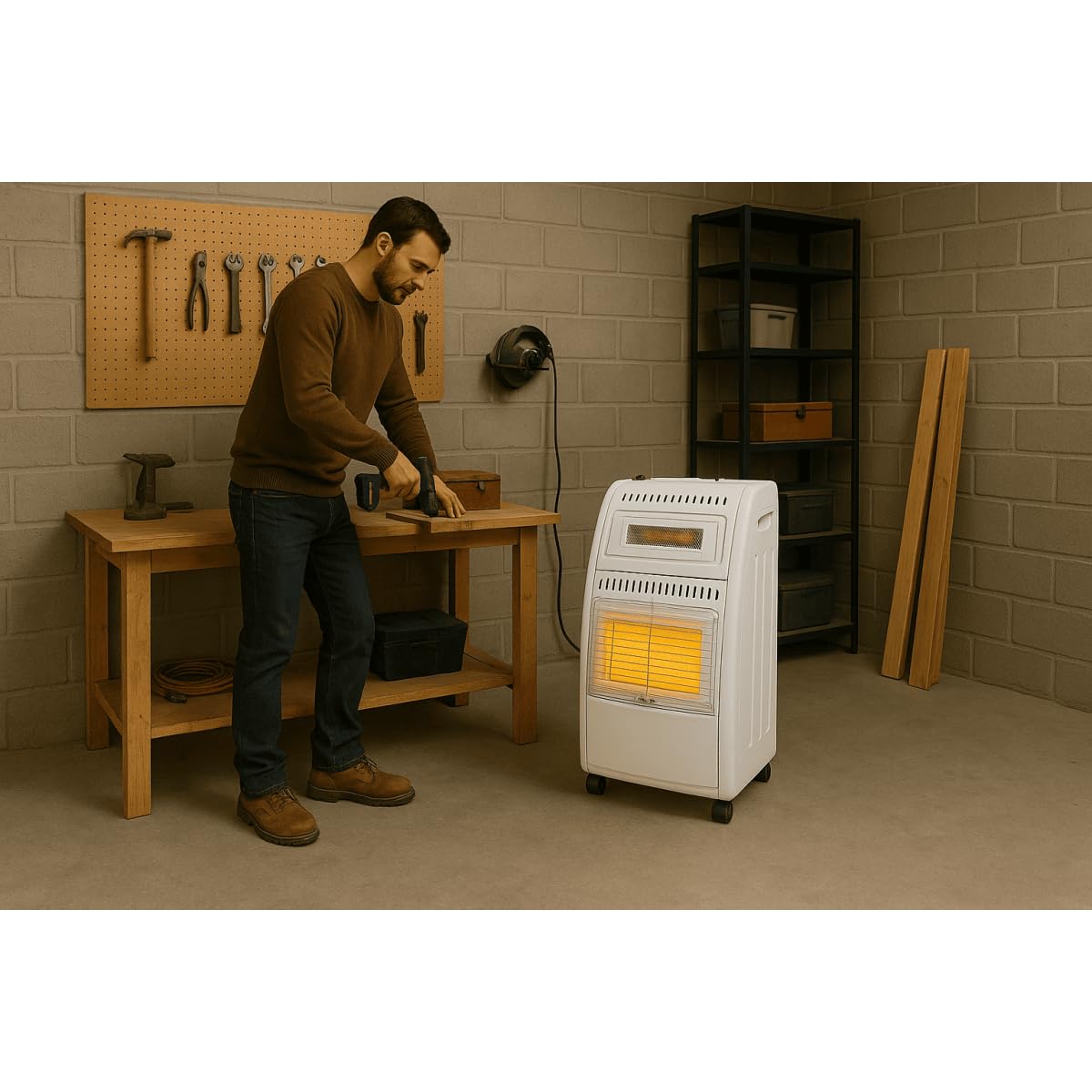 INTEC - Poêle à gaz 5700W Chauffage d'appoint Hybride Gaz et Électrique 20-100 m² - Piezo Kombi Line