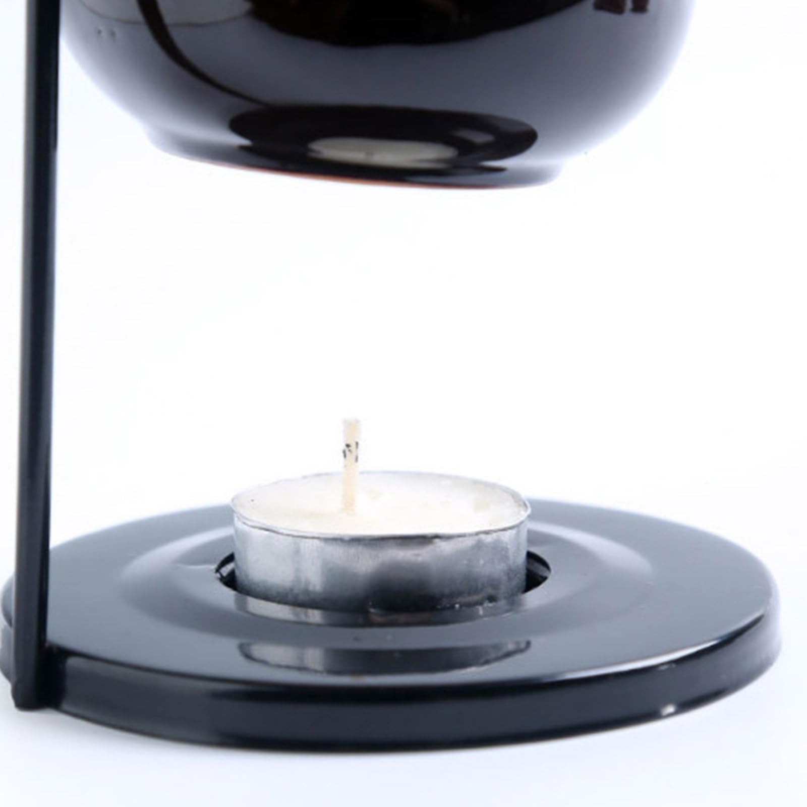 Difusor de aromaterapia cerámica esmaltada Colgante, portavelas con Soporte Hierro, Calentador Cera for decoración del hogar(Dark Brown)