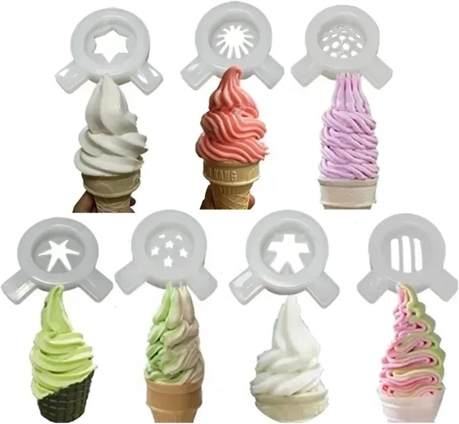 7pcs Ice Cream Modeling Lids Spare Part Magic Shape Caps Soft Serve Ice Cream Machines Fittings Inner Diameter 37mm