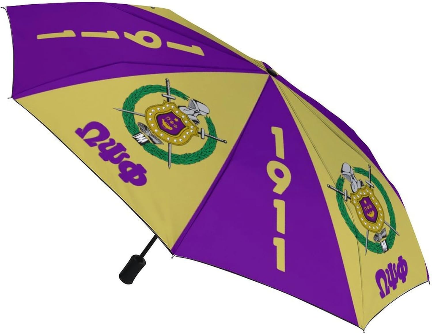 Omega Psi Phi Umbrella, OPP Paraphernalia Sunshade,1911 Purple Golden Idea Gifts Omega psi phi paraphernalia Man Cave Party Birthday 22.4 * 38.6IN