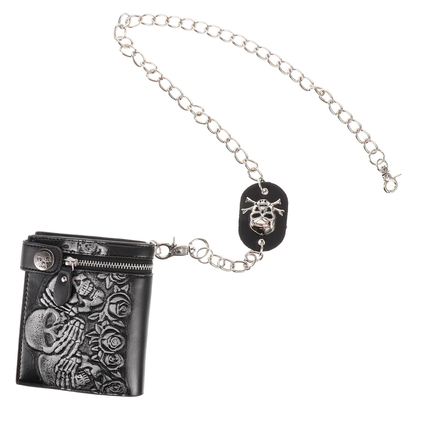 Didiseaon Billetera Con Cadena Monedero Punk Bolsa Crossbody Con Motivo De Calavera Billetera Punk Billetera De Halloween Monedero Fantasma Cuero Esqueleto Hombres y Mujeres Cartera