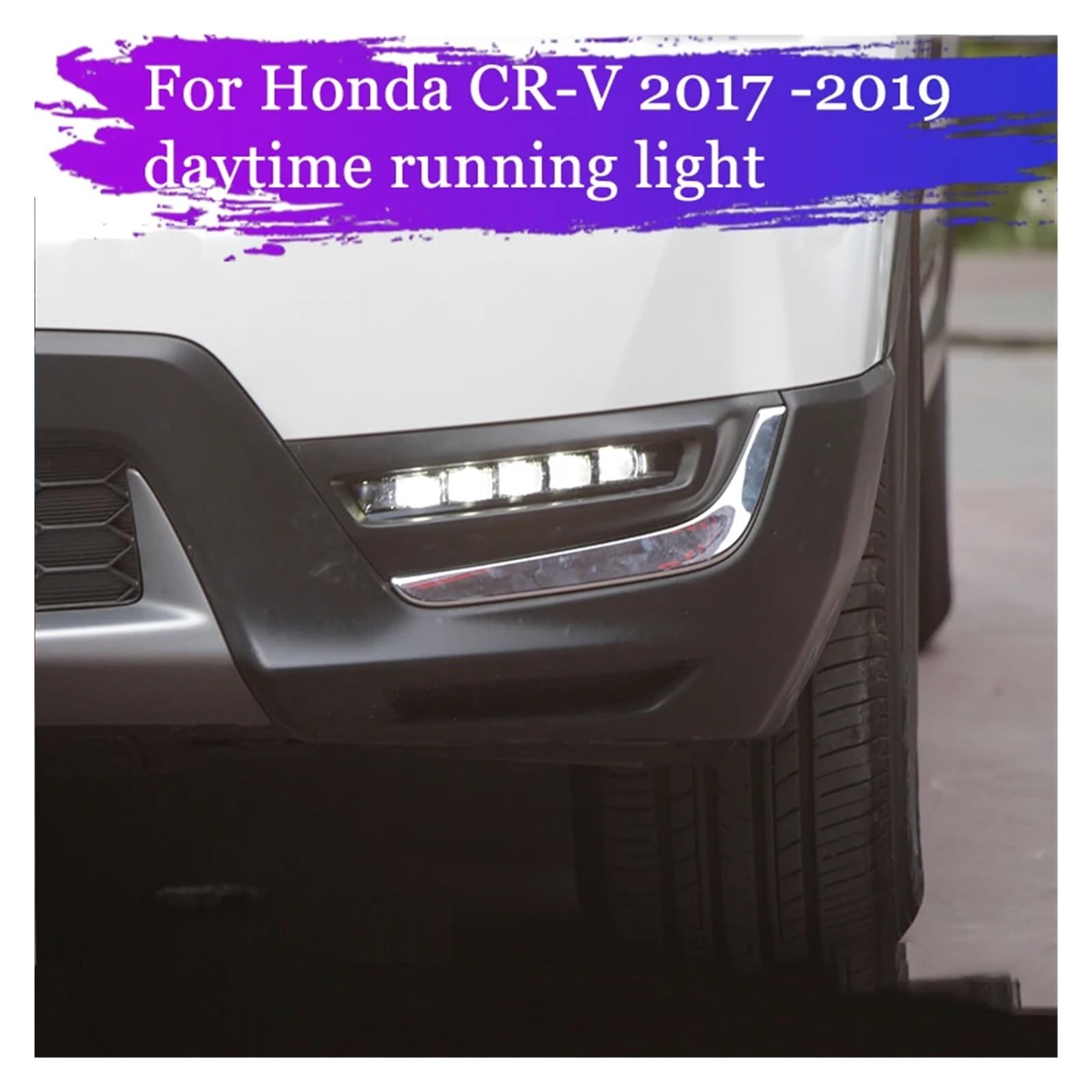 2 szt. Samochodowe światła przeciwmgielne DRL do jazdy dziennej kompatybilne z CRV CR-V 2017 2018 2019 2020 z przekaźnikiem kierunkowskazów(White yellow blue)