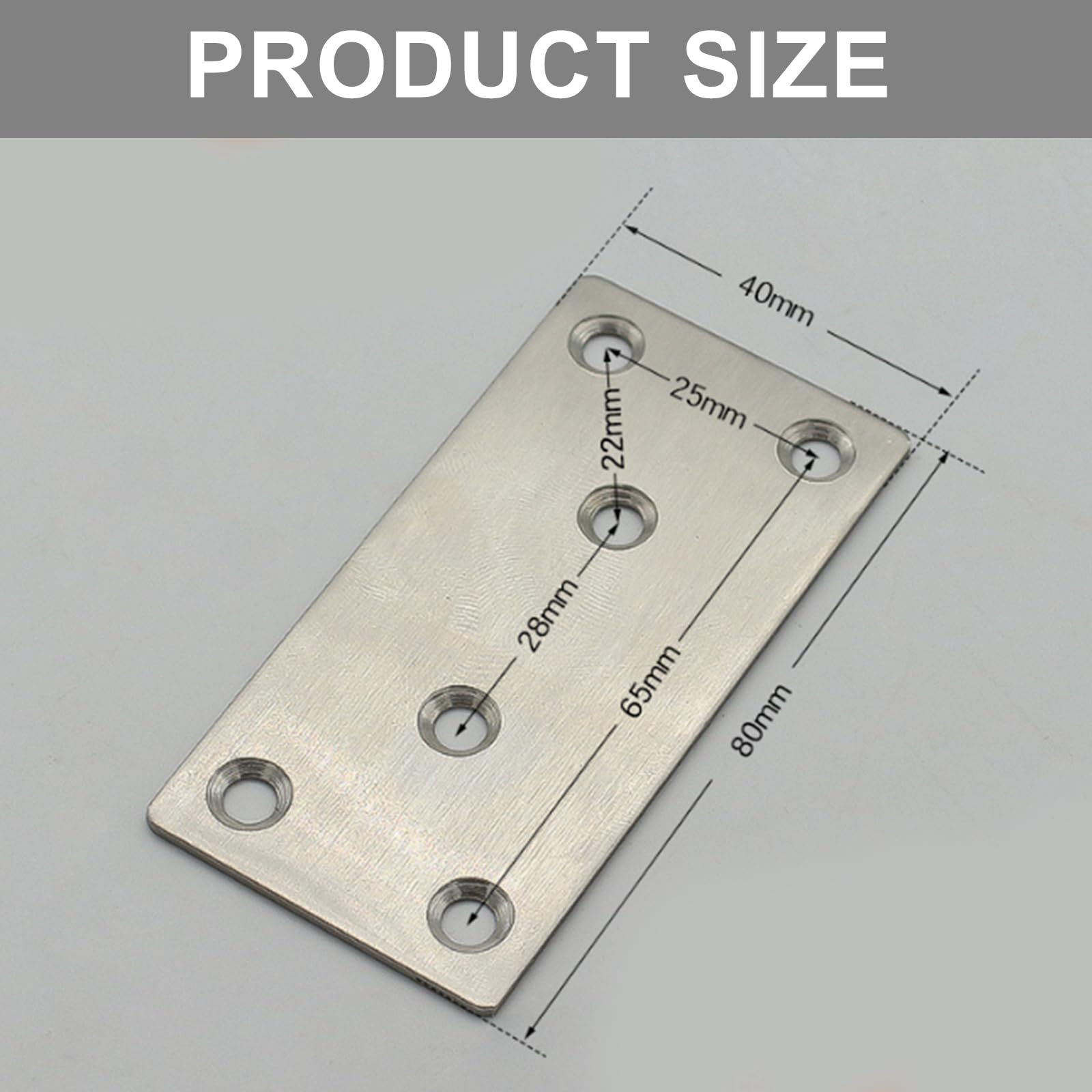 10PCS Metal Brackets for Wood 80x40mm Flat Brackets Jointing Plates - Image 2