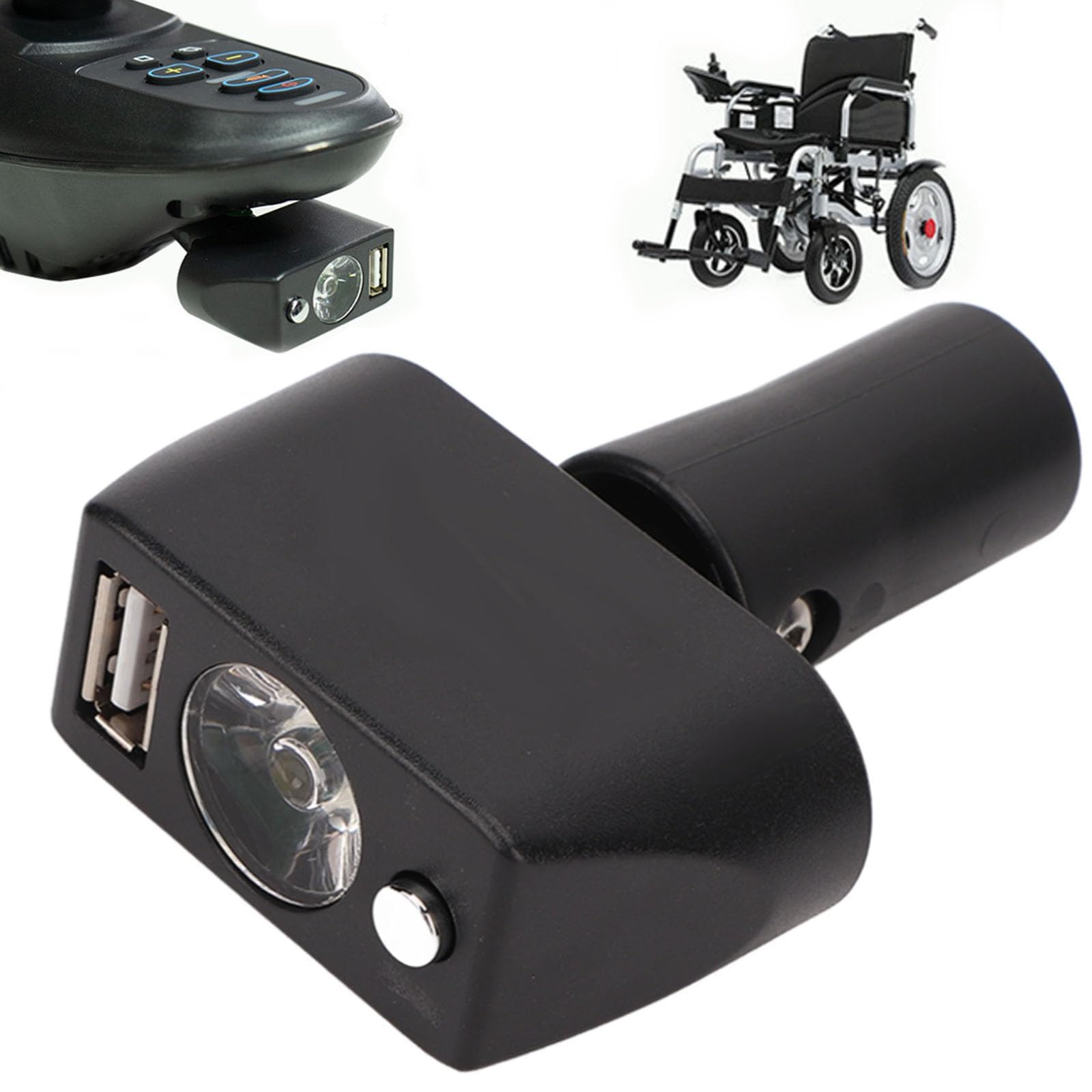 Elektryczne światła do wózek inwalidzkich, 3-pinowa głowica XLR do ładowania USB, elektryczna lampa na wózek inwalidzki, regulowany kąt akcesoria