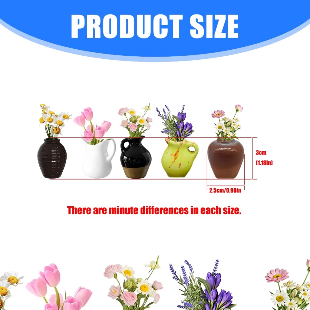 WAGHAVEN 8-Piece Mini Magnetic Vases For Refrigerator - 3D Fridge Magnet Flower Pot Decor (Resin, Strong Hold) - View #2