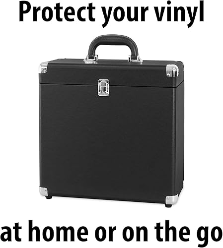 Miniatura 3 de Victrola Funda de transporte de almacenamiento de discos de vinilo vintage para más de 30 discos (libre de polvoarañazos)