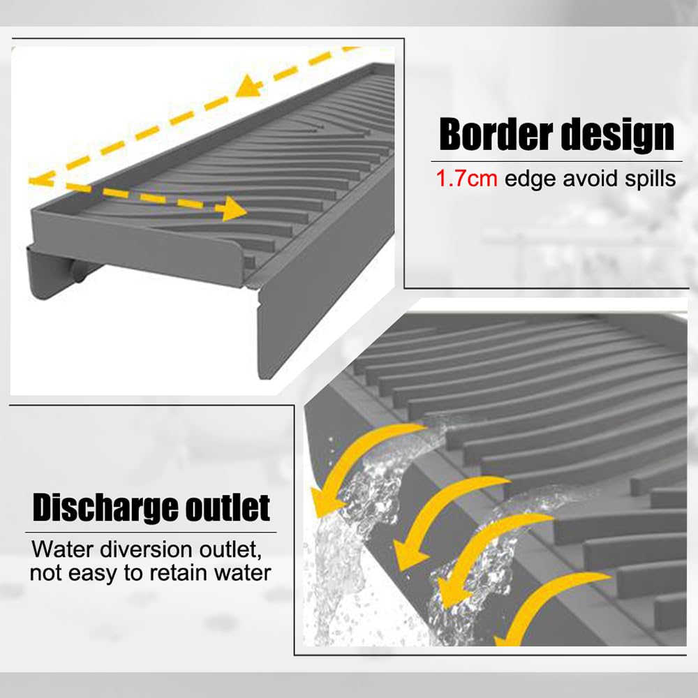 DONGKER Protector de Silicona para Bordes de Fregadero, protección contra Salpicaduras con Ventosa, desagüe bajo encimera Inclinado para fregaderos de Cocina