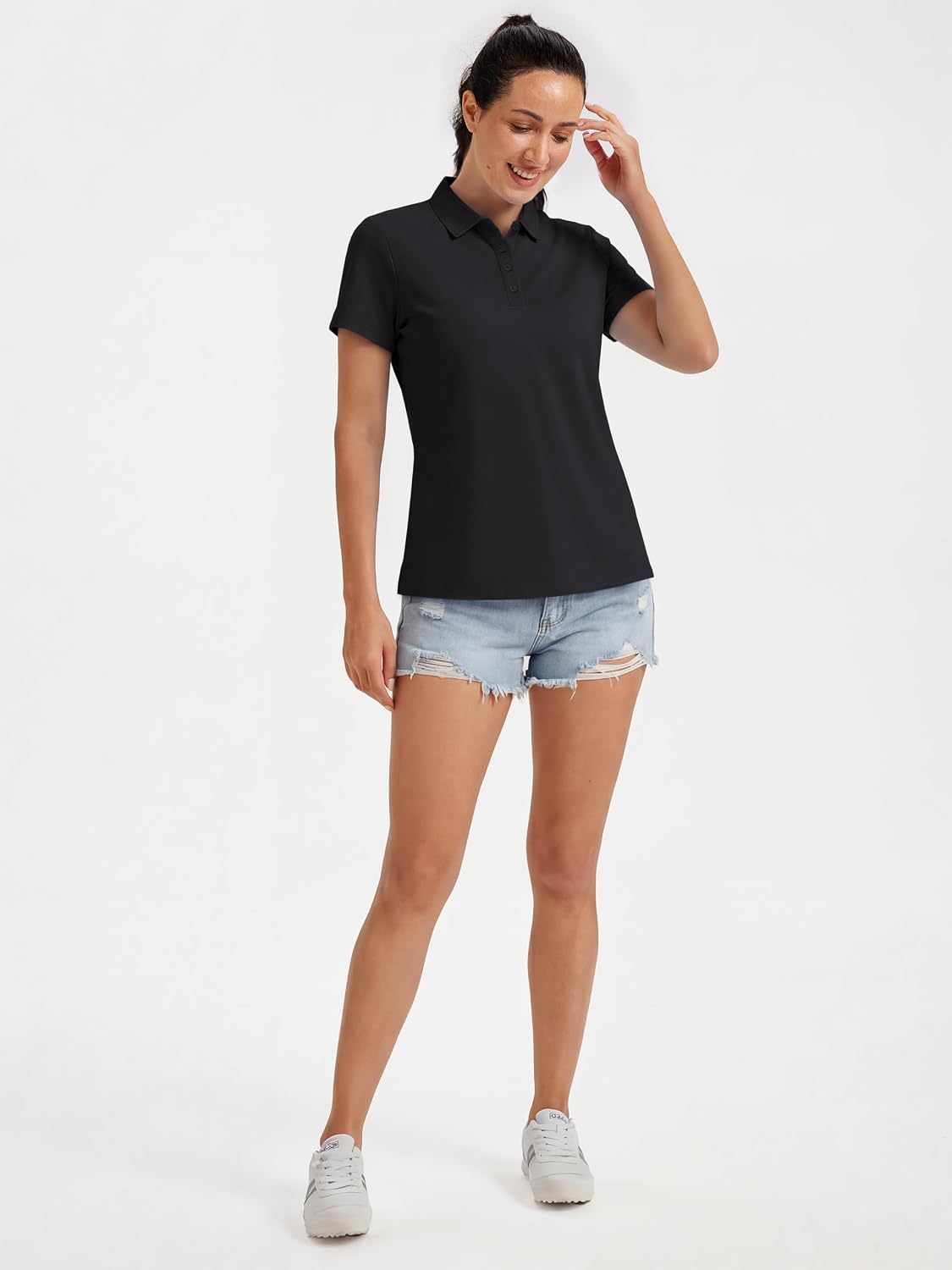 MAGCOMSEN Women's Polo Shirts UPF 50+ Short Sleeve Golf Shirt Quick Dry Sun Protection 4 Buttons Casual Work Collar Top