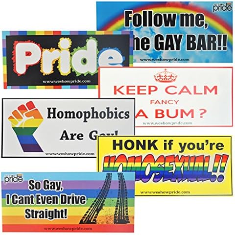 Gay Pride Novelty Bumper Stickers All 6 Designs (Pack Of 6) Cover