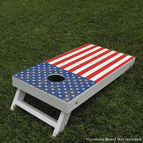 Pixelverse Design Cornhole Board Skin Wrap Decal - Vinyl Tournament Corn Hole Bean Bag Toss Sticker - Weather Resistant Usa Flag Board Game - For Children Adults Colleges Festivals & Bars - 24.5X48.5 #TOP4