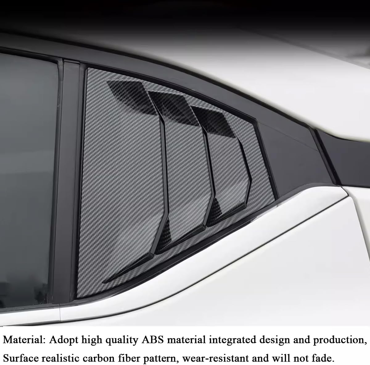 Rifoda for Altima Window Louvers Air Vent Scoop Shades Cover Blinds for Nissan Altima Sedan 2019 2020 2021 2022 2023 2024 2025 Rear Side Window Louvers Decoration Trims ABS Material(Carbon Fibre)