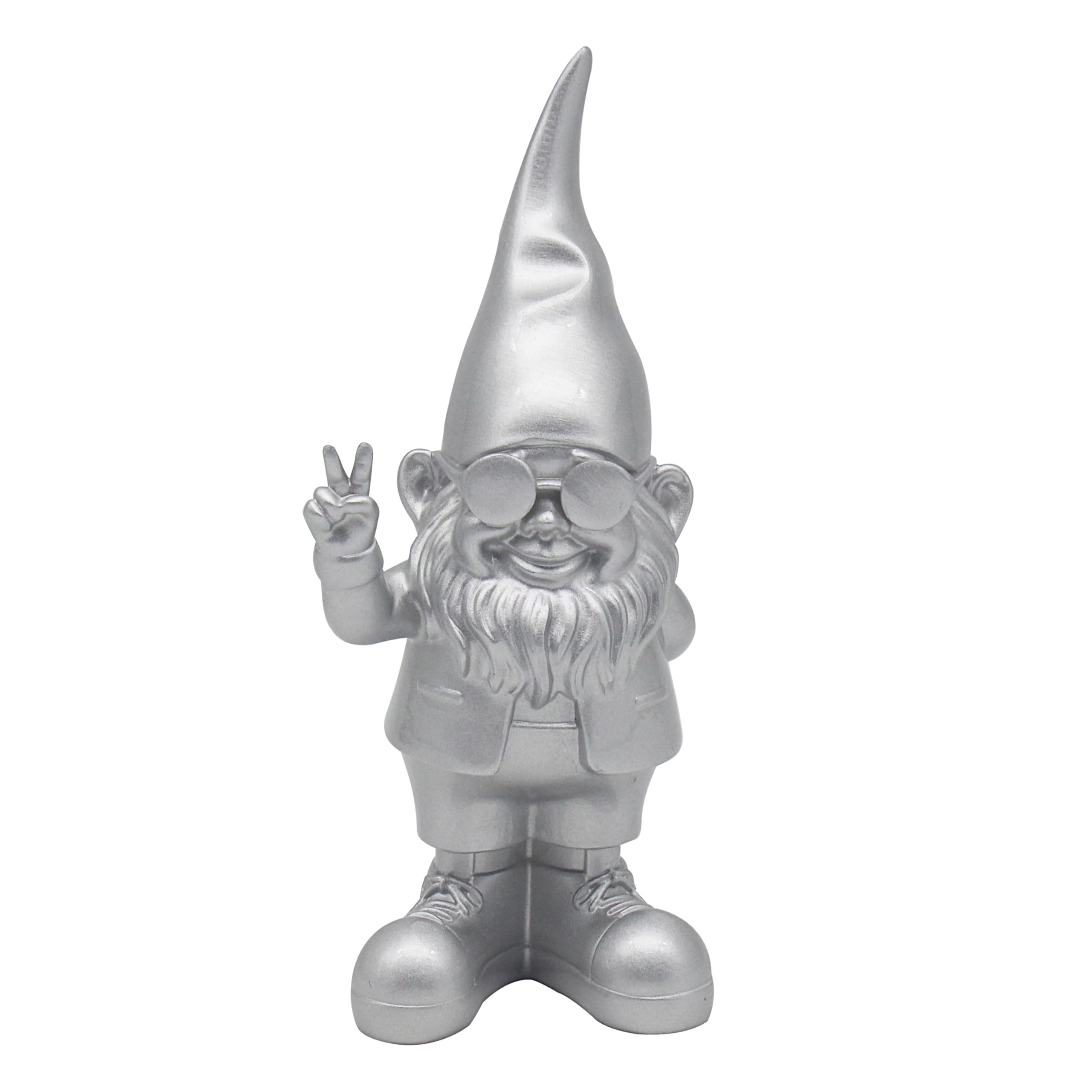 Lesser & Pavey Gnomes Home Decor Figurines & Ornaments For Home & Office | Decorative Home Accessories Statues For Indoor & Outdoor | Lovely Gifts for Women & Men Peace Hands Silver 20 Cm