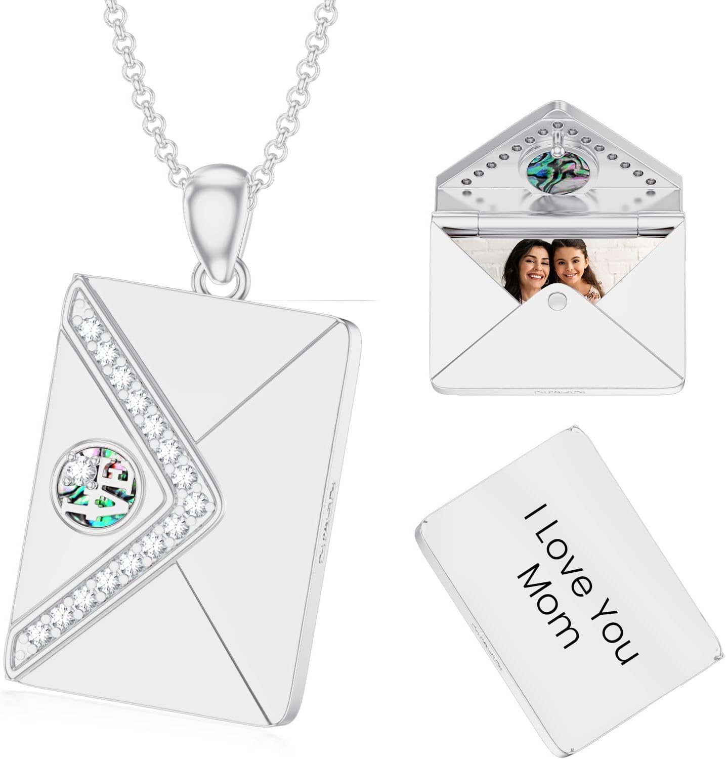 SOULMEET Personalized 10K 14K 18K Solid Gold/Plated Gold Envelope Locket That Holds Picture Custom Letters Engraved Envelope Necklace Gift for Men Women