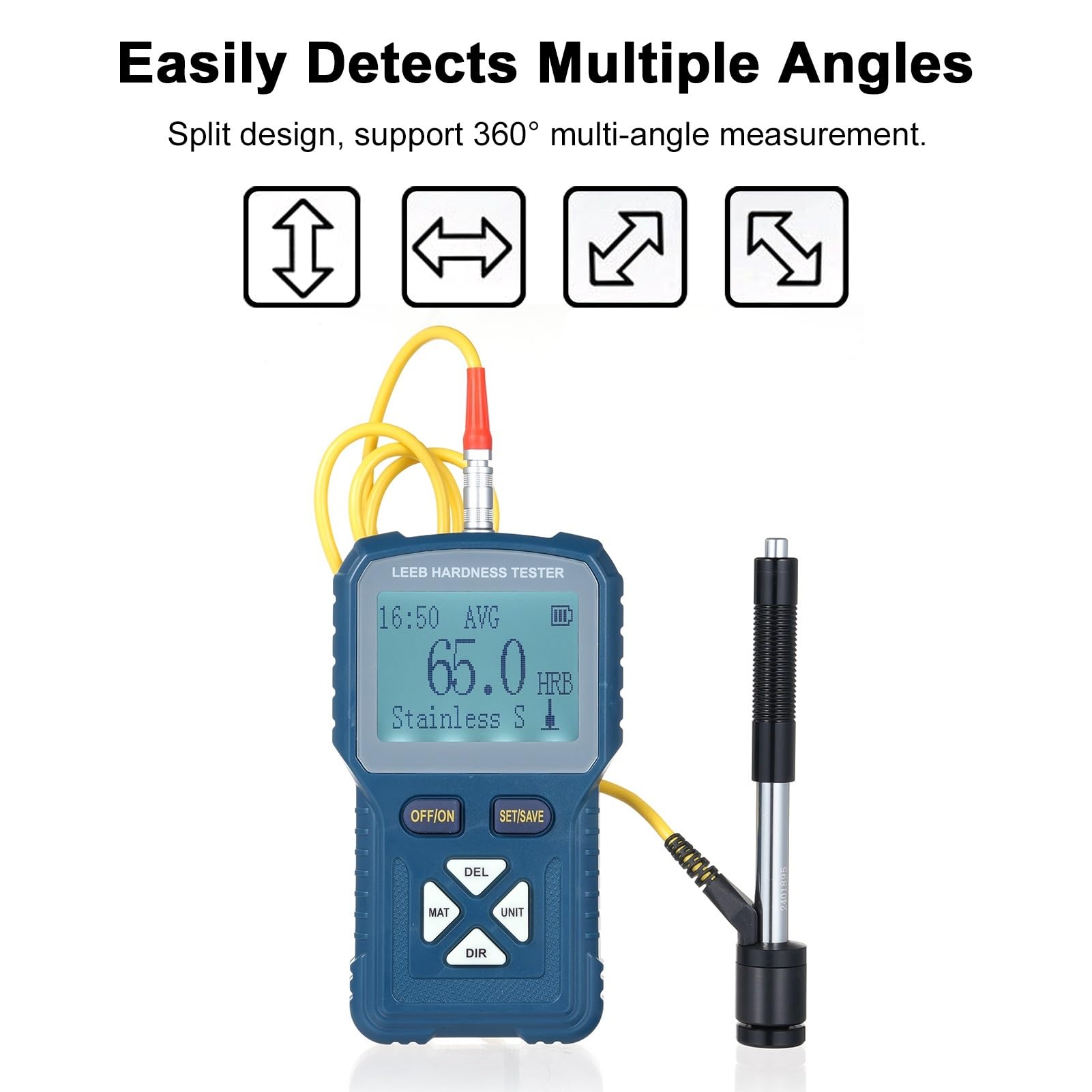 Kit de test d'eau dure, Testeur de dureté Leeb de haute précision Kit de test de dureté des métaux Duromètre numérique portable 360 ​​° HLD HB HV HS HRA HRB HRC Test,Excellente portabilité