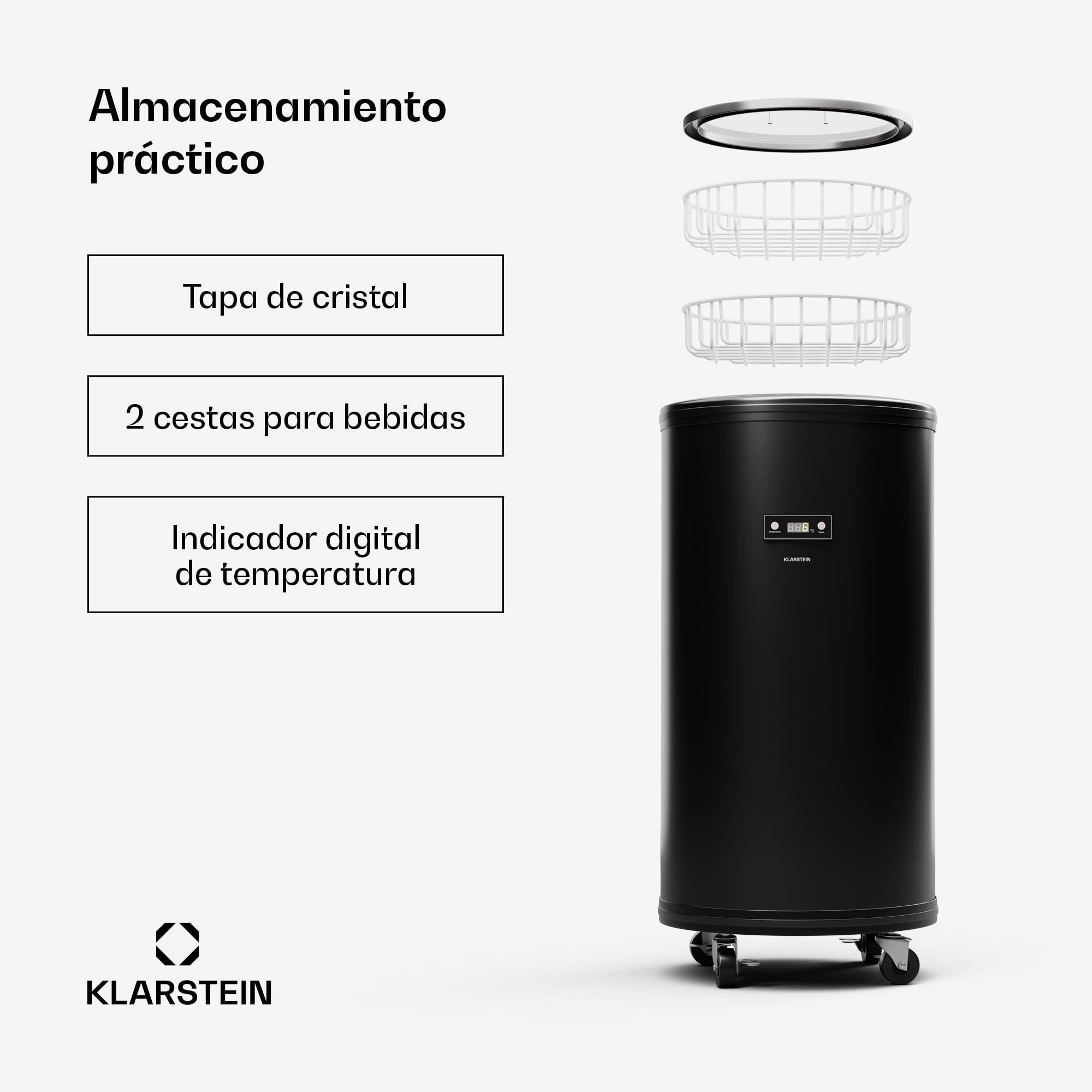 KLARSTEIN Beersafe L Nevera con pantalla LED, frigorífico de acero inoxidable, nevera de bebidas interior/exterior, nevera de vino 70 L