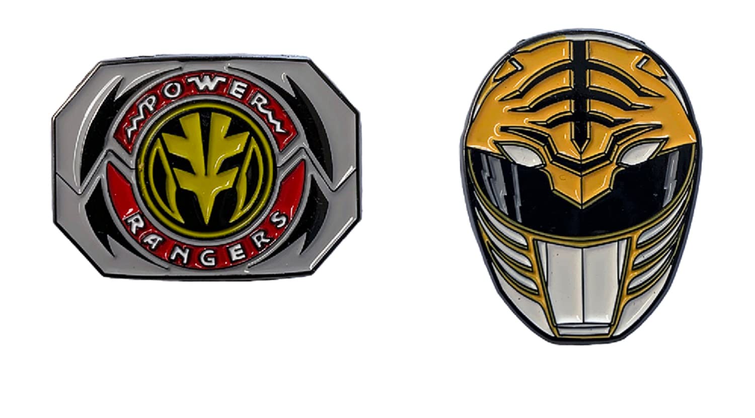 Power Rangers White Ranger Mask and Emblem Tommy Officially Licensed 2 Pack Enamel Pin set