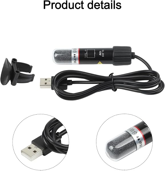 Riscaldatore per acquario alimentato tramite USB, 10 W, con termostato automatico, temperatura costante di 26 °C, quarzo a prova di esplosione, per piccoli acquari, fontane d'acqua per - 5