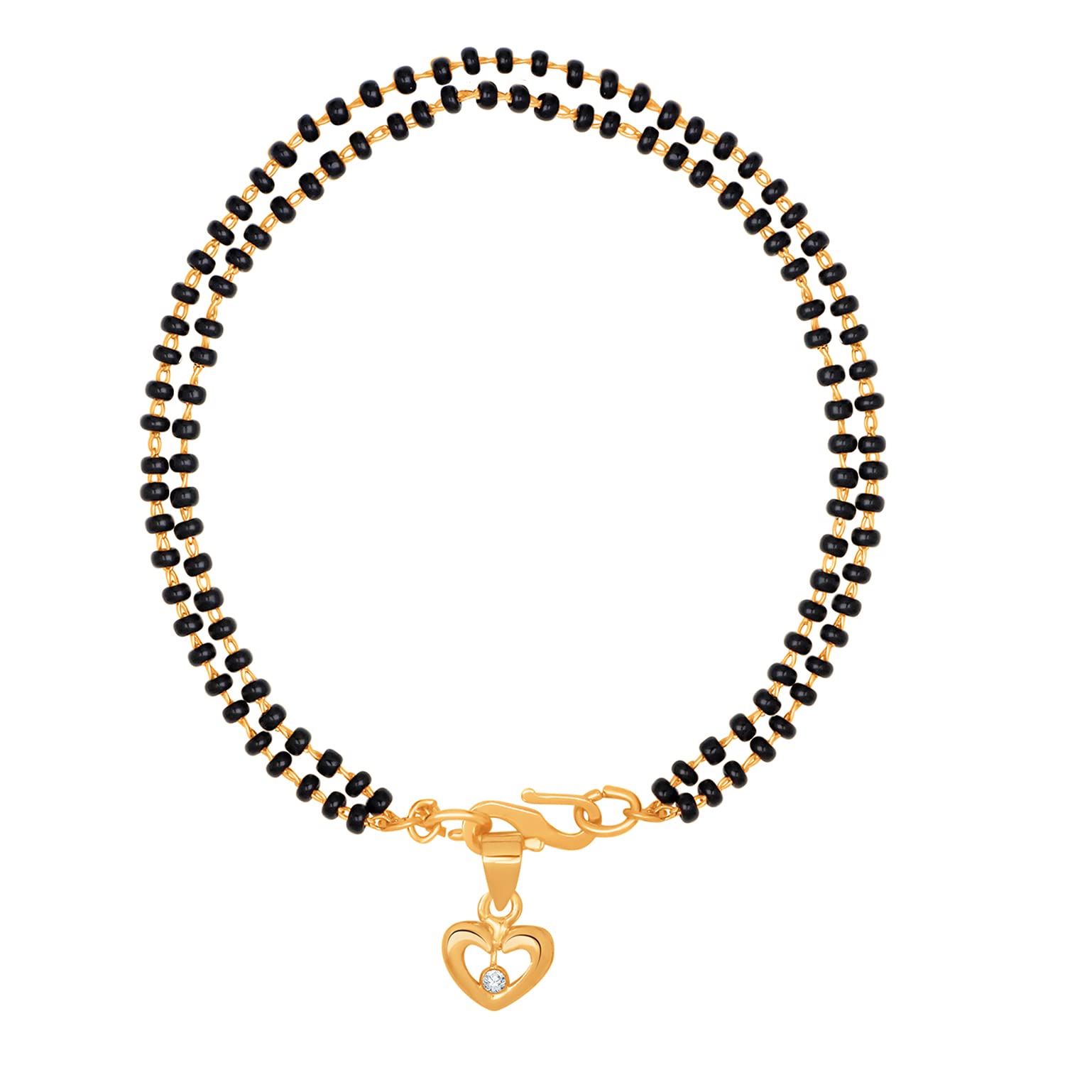 Mahi Dual Chain Heart Charm Mangalsutra Bracelet with Beads and Crystal for Women (BR1100488G) (B09W61HF7S) Amazon Price History, Amazon Price Tracker