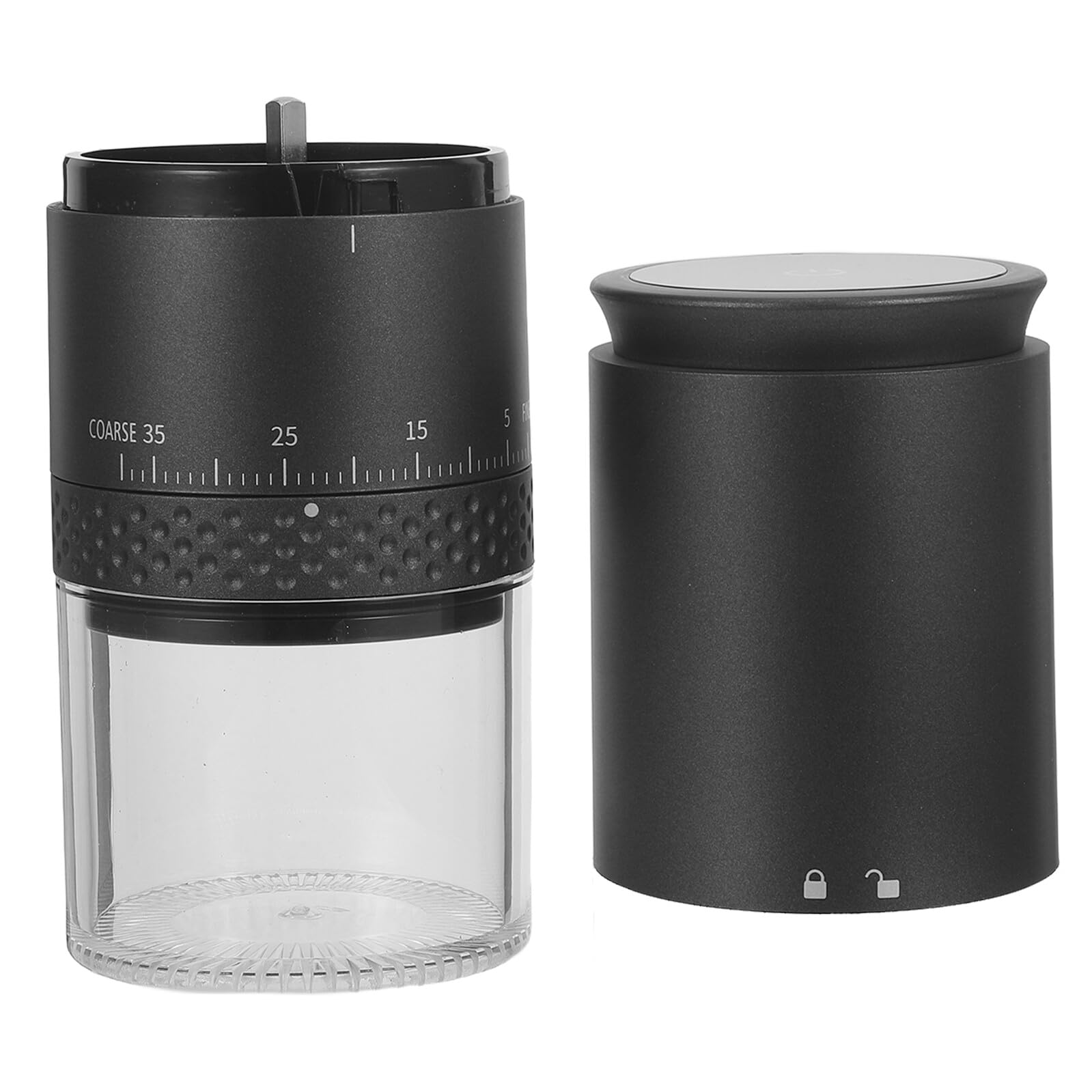 SECFOU Molinillo de Café Eléctrico Portátil Negro 3.7v 13w con Muelas de Cerámica, Carcasa Abs, Ajuste Externo 990, Molinillo para Especias y Granos, Rápido y Silencioso para Cocina